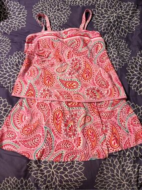 Pink Paisley Tankini Set from Rotita , a  paisley print and adjustable straps.